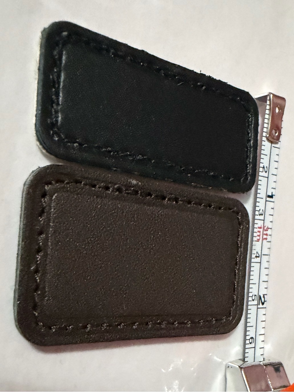 2 Faux Leather Adhesive Luggage Logo Patches Black & Brown Replacement Set